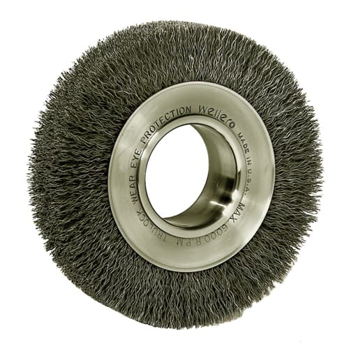 Weiler 03520 6" Crimped Wire Wheel, Wide Face, .014 SS, 2" A.H.