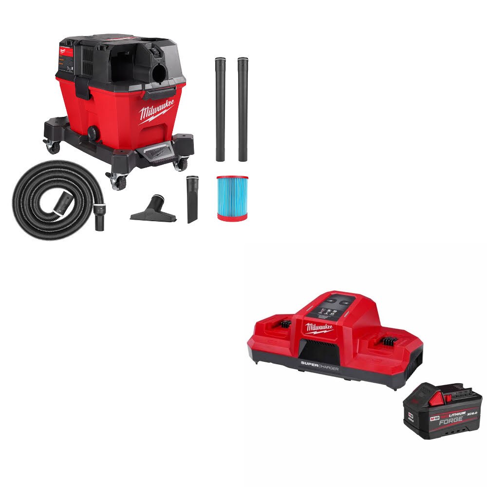 Milwaukee 0910-20 M18 FUEL 6 Gal Vacuum, Bare W/ 48-59-1861 M18 18V Starter Kit