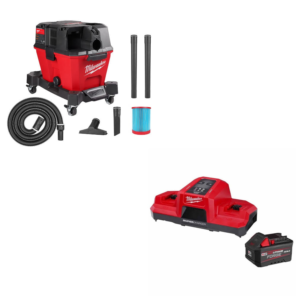 Milwaukee 0910-20 M18 FUEL 6 Gal Vacuum, Bare W/ 48-59-1861 M18 18V Starter Kit