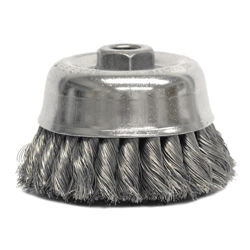 Weiler 12726 4" Double Row Wire Cup Brush, .020 SS, 5/8"-11 A.H.