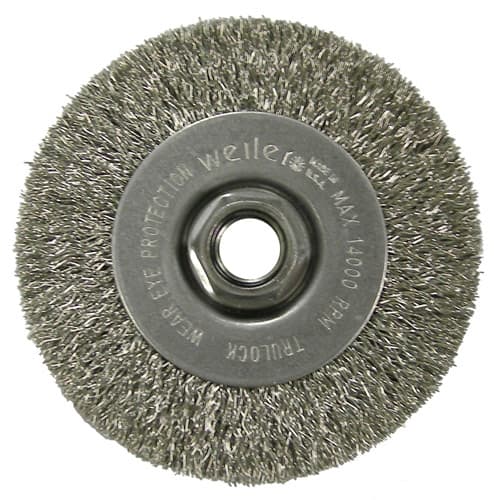 Weiler 13081 4" Narrow Crimped Wire Wheel, .014, 5/8"-11 A.H.