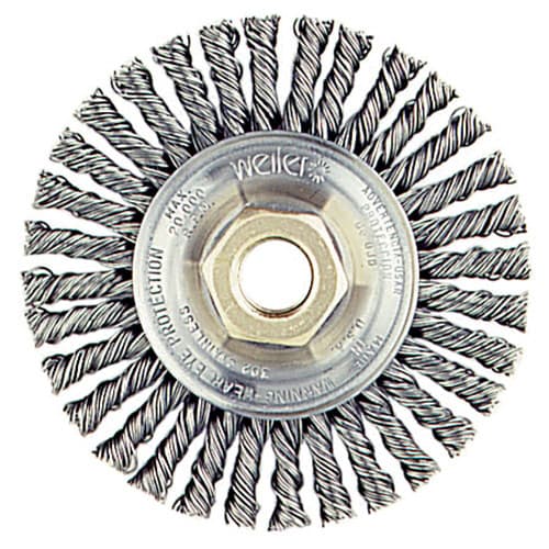 Weiler 13138 4" Stringer Bead Wire Wheel .020 Stainless Steel, 5/8"-11 A.H. (SS)