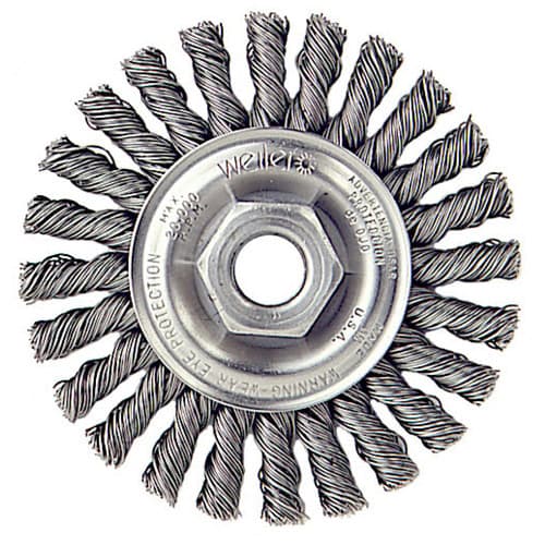 Weiler 13276 4" Cable Twist Wire Wheel, .020 SS, 5/8"-11 A.H., Packs of 5