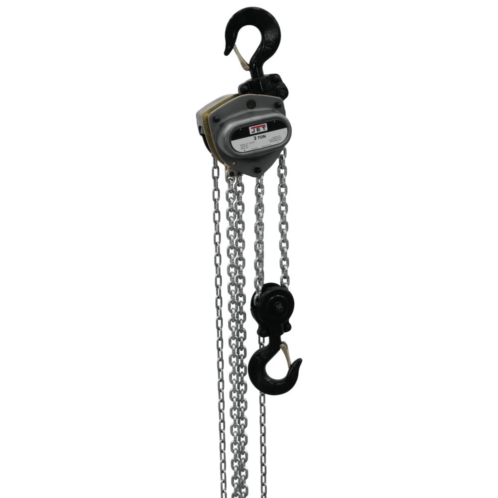 Jet JT9-207130 L-100-300WO-30 3-Ton Hand Chain Hoist 30' Lift, Overload Protection