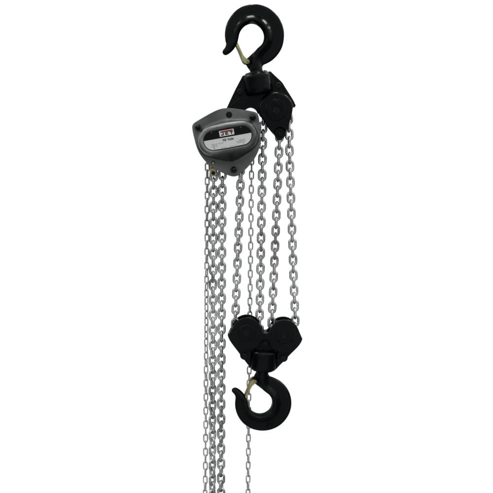 Jet JT9-209115 L-100-1000WO-15 10-Ton Hand Chain Hoist 15' Lift, Overload Protection
