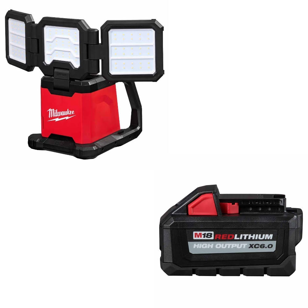 Milwaukee 2368-20 M18 Flood & Area Light W/ 48-11-1865 M18 XC6.0 Battery Pack