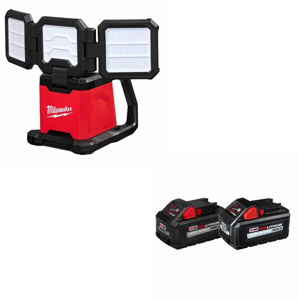 Milwaukee 2368-20 M18 Flood & Area Light W/ 48-11-1868 M18 18V Battery, 2 Pack