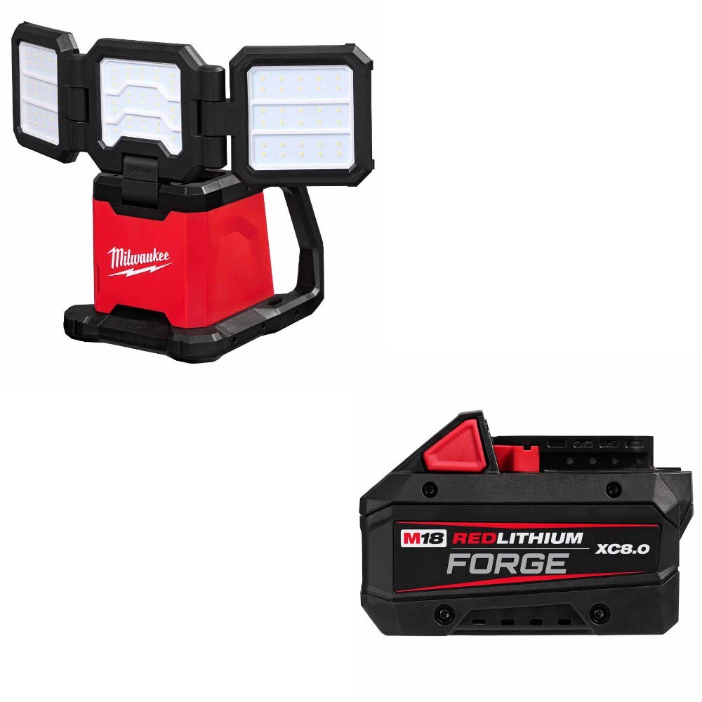 Milwaukee 2368-20 M18 Flood & Area Light W/ 48-11-1881 M18 XC8.0 Battery Pack