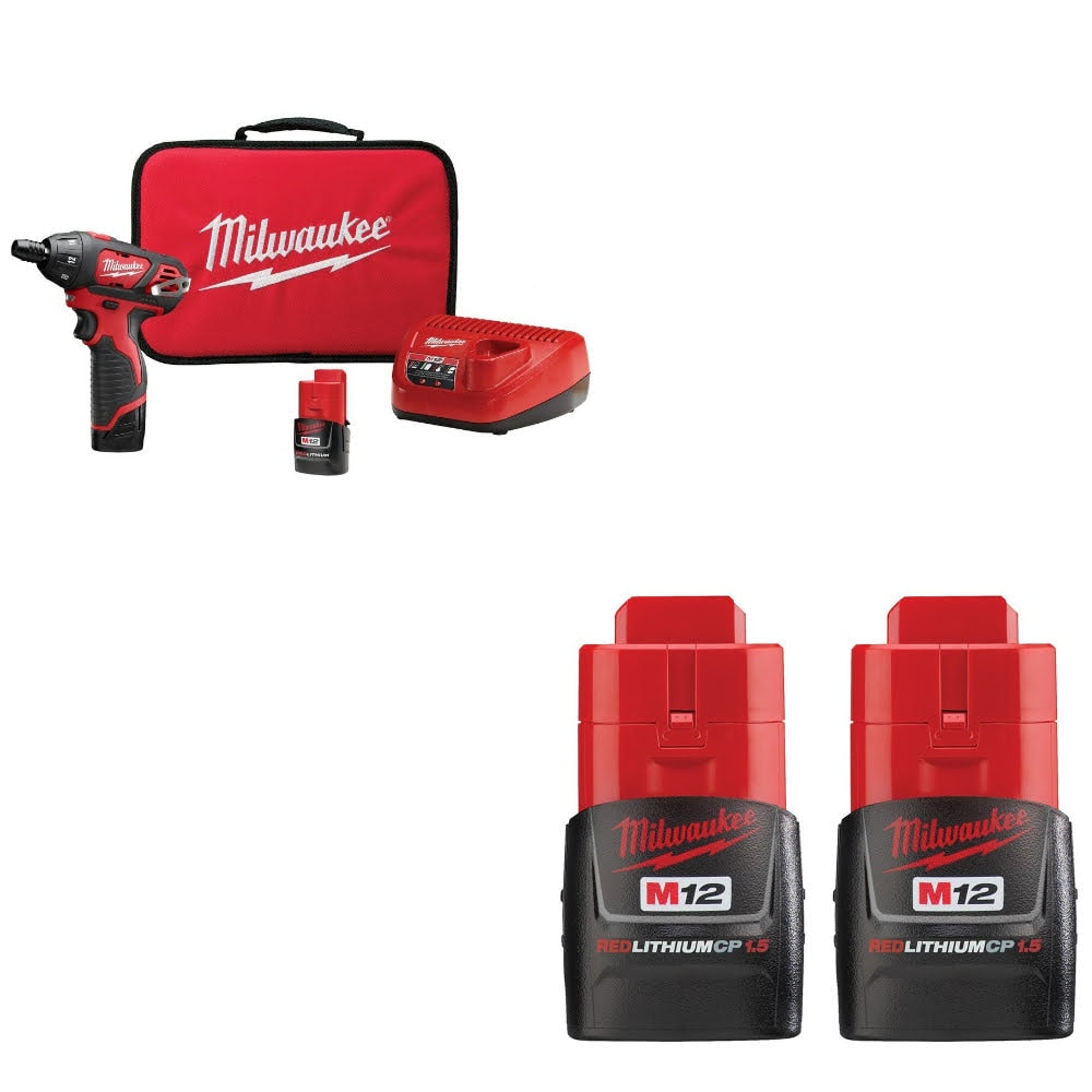 Milwaukee 2401-22 Screwdriver Kit W/ FREE 48-11-2411 Battery, 2 Pack