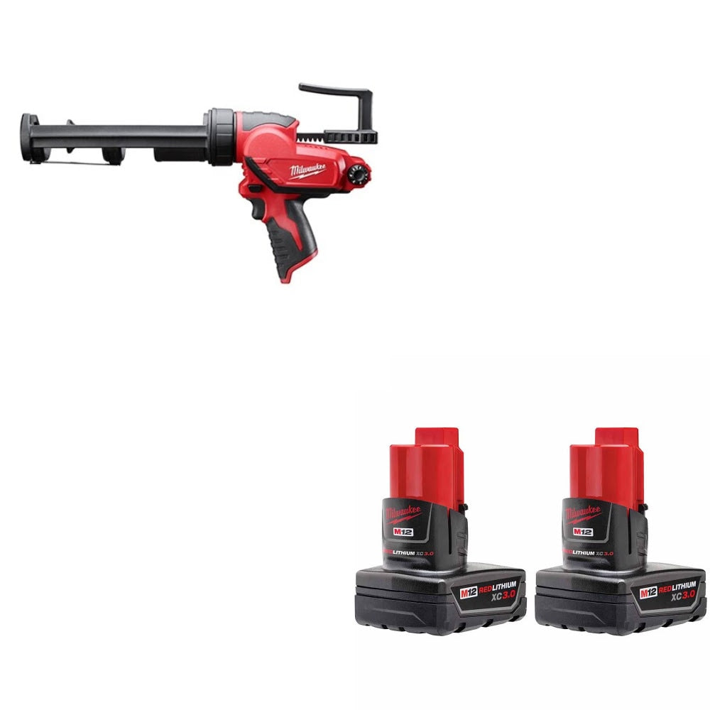 Milwaukee 2441-20 Caulk Gun Kit W/ FREE 48-11-2412 Battery Two Pack