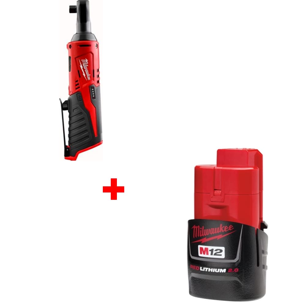 Milwaukee 2457-20 M12 3/8" Ratchet, Bare w/ FREE 48-11-2420 M12 Battery Pack