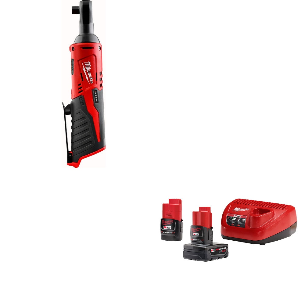 Milwaukee 2457-20 M12 3/8" Ratchet W/ 48-59-2424 M12 4.0 Ah/2.0 Ah Starter Kit