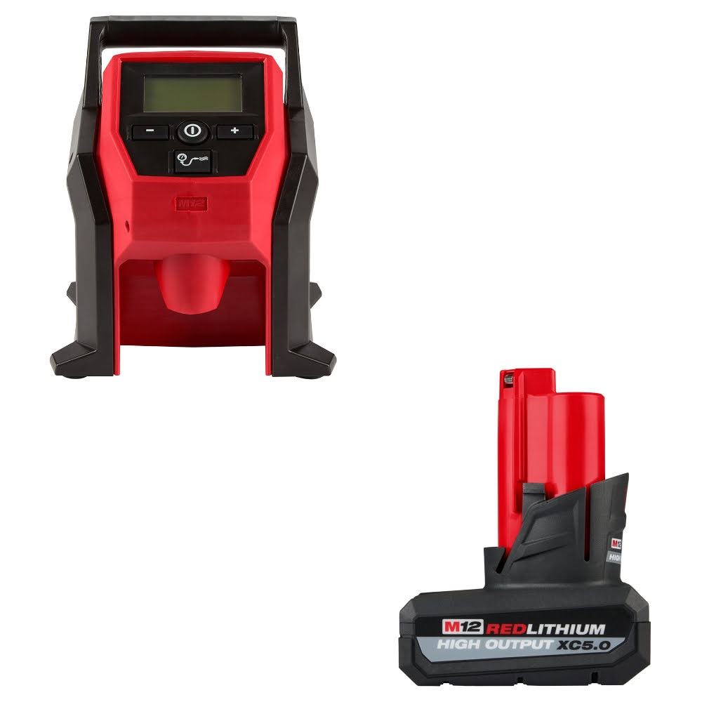 Milwaukee 2475-20 M12 Compact Inflator W/ 48-11-2450 M12 XC5.0 Battery Pack