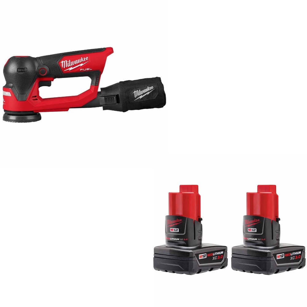 Milwaukee 2535-20 Sander Kit W/ FREE 48-11-2412 Battery, 2 Pack