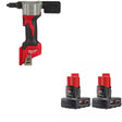 Milwaukee 2550-20 Rivet Tool Kit W/ FREE 48-11-2412 Battery, 2 Pack
