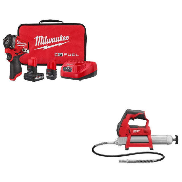 Milwaukee 2562-22 3/8" Impact Wrench Kit W/ FREE 2446-20 M12 Grease Gun
