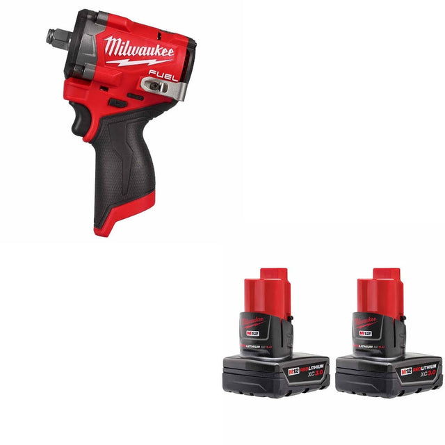 Milwaukee 2563-20 Impact Wrench Kit W/ FREE 48-11-2412 Battery, 2 Pack