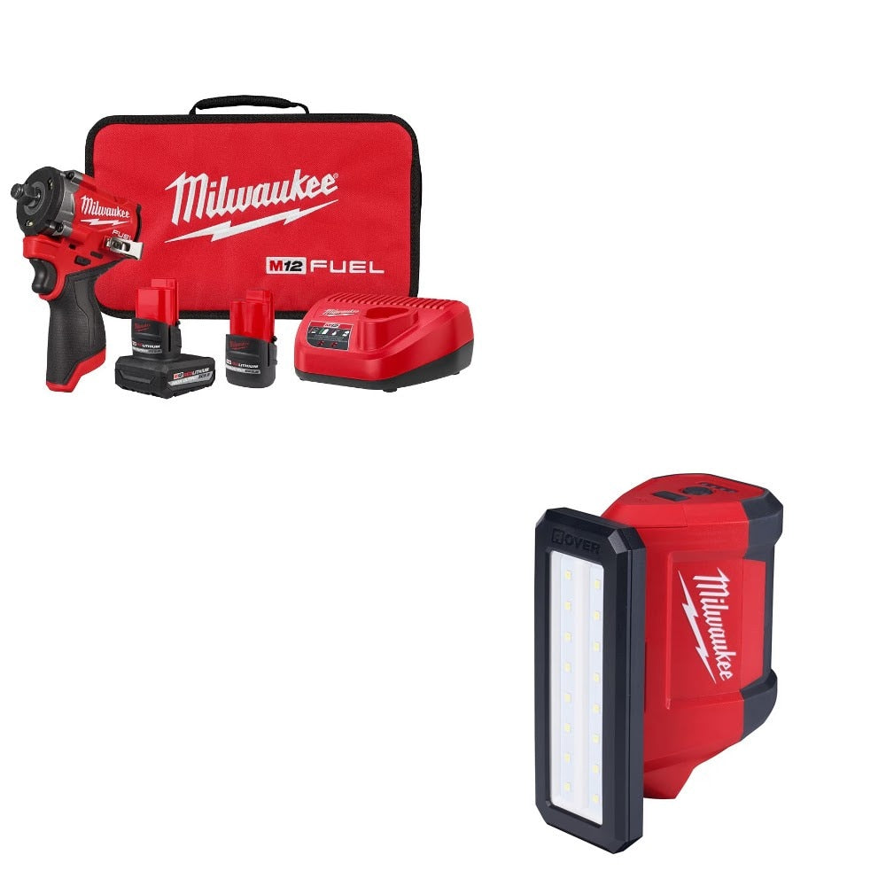 Milwaukee 2563-22 Stubby 1/2 Impact Wrench Kit W/ FREE 2367-20 Flood Light