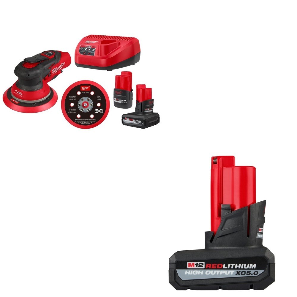 Milwaukee 2585-22CX M12 FUEL 6" Random Orbital Sander (3/16") W/ FREE 48-11-2450 Battery Pack