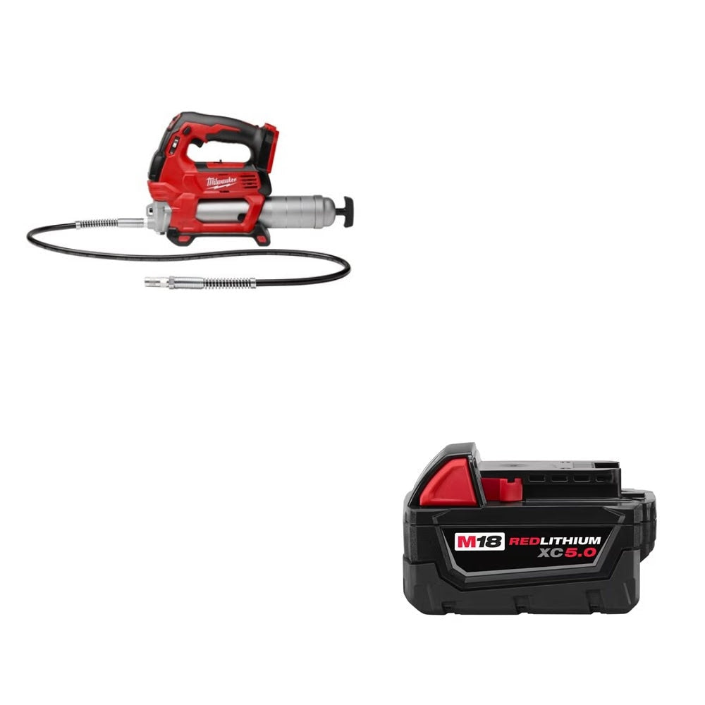 Milwaukee 2646-20 M18 Grease Gun, Bare w/ FREE 48-11-1850 XC5.0 Battery Pack