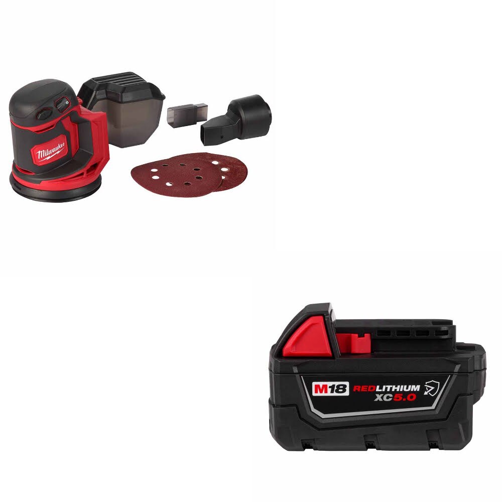 Milwaukee 2648-20 M18 Random Orbit Sander W/ 48-11-1850R M18 XC5.0 Battery