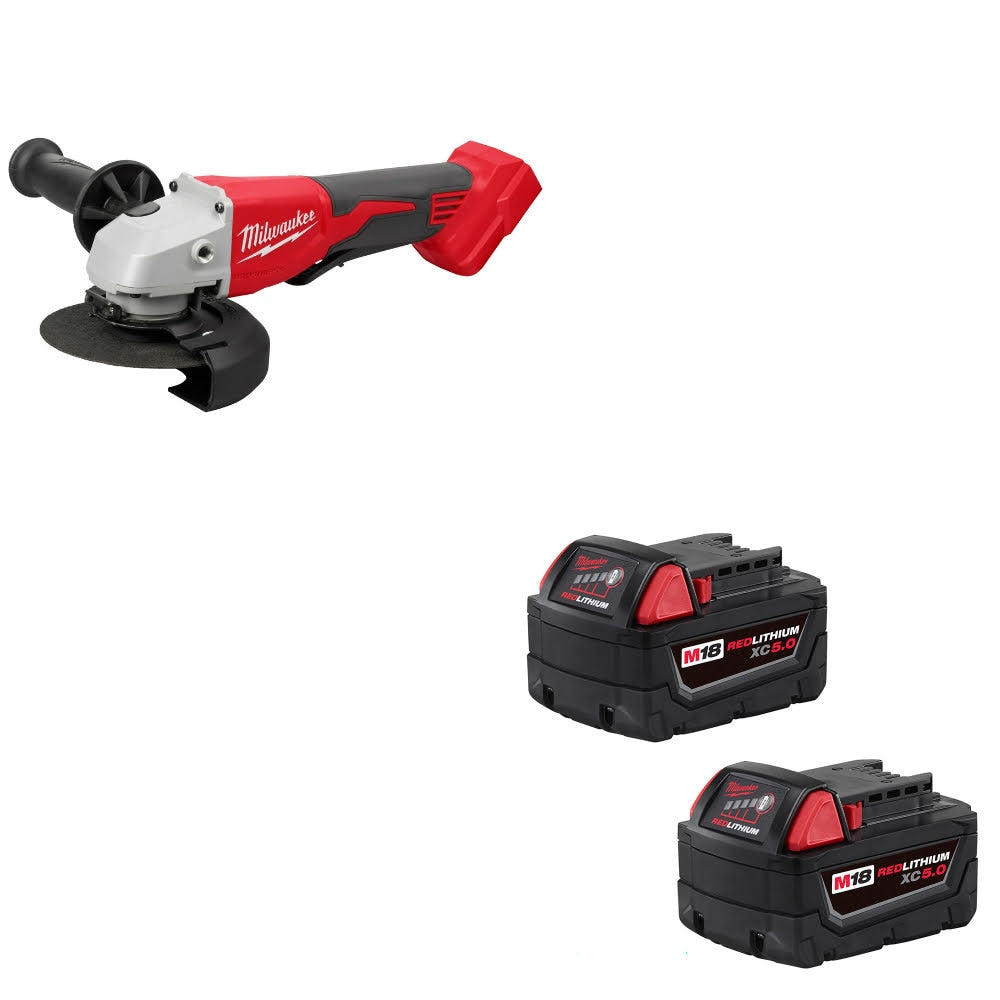 Milwaukee 2686-20 M18 4-1/2"/5" Grinder W/ 48-11-1852 M18 XC5.0 Battery, 2 Pack