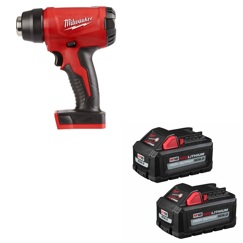Milwaukee 2688-20 M18 Heat Gun, Bare W/ 48-11-1862 M18 XC6.0 Battery, 2 Pack