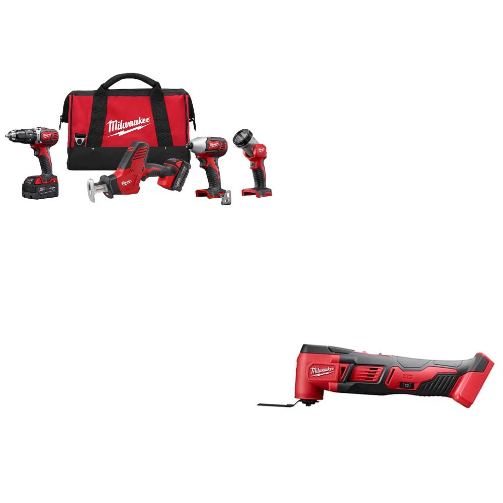 Milwaukee 2695-24 M18 4-Tool Combo Kit w/ FREE 2626-20 Multi-Tool Two Pack