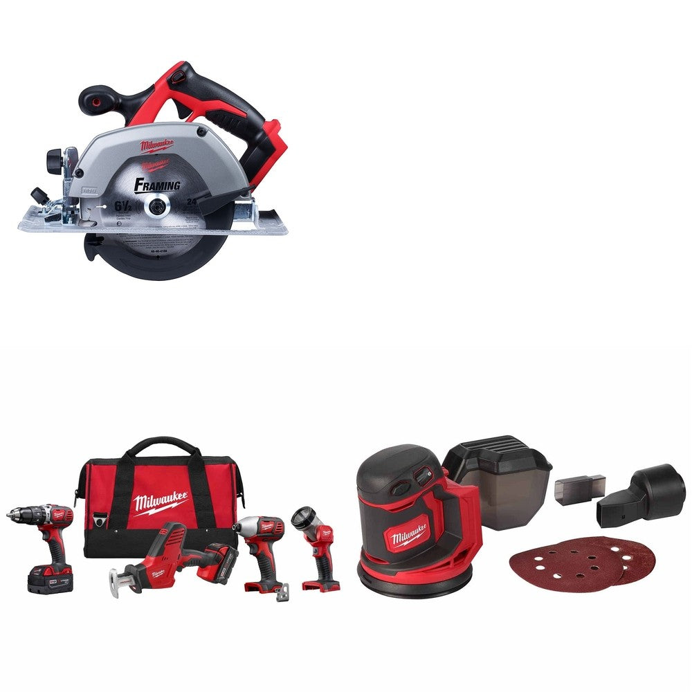 Milwaukee 2695-24 M18 4-Tool Combo Kit w/ FREE 2630-20 6-1/2" Circ Saw & Sander