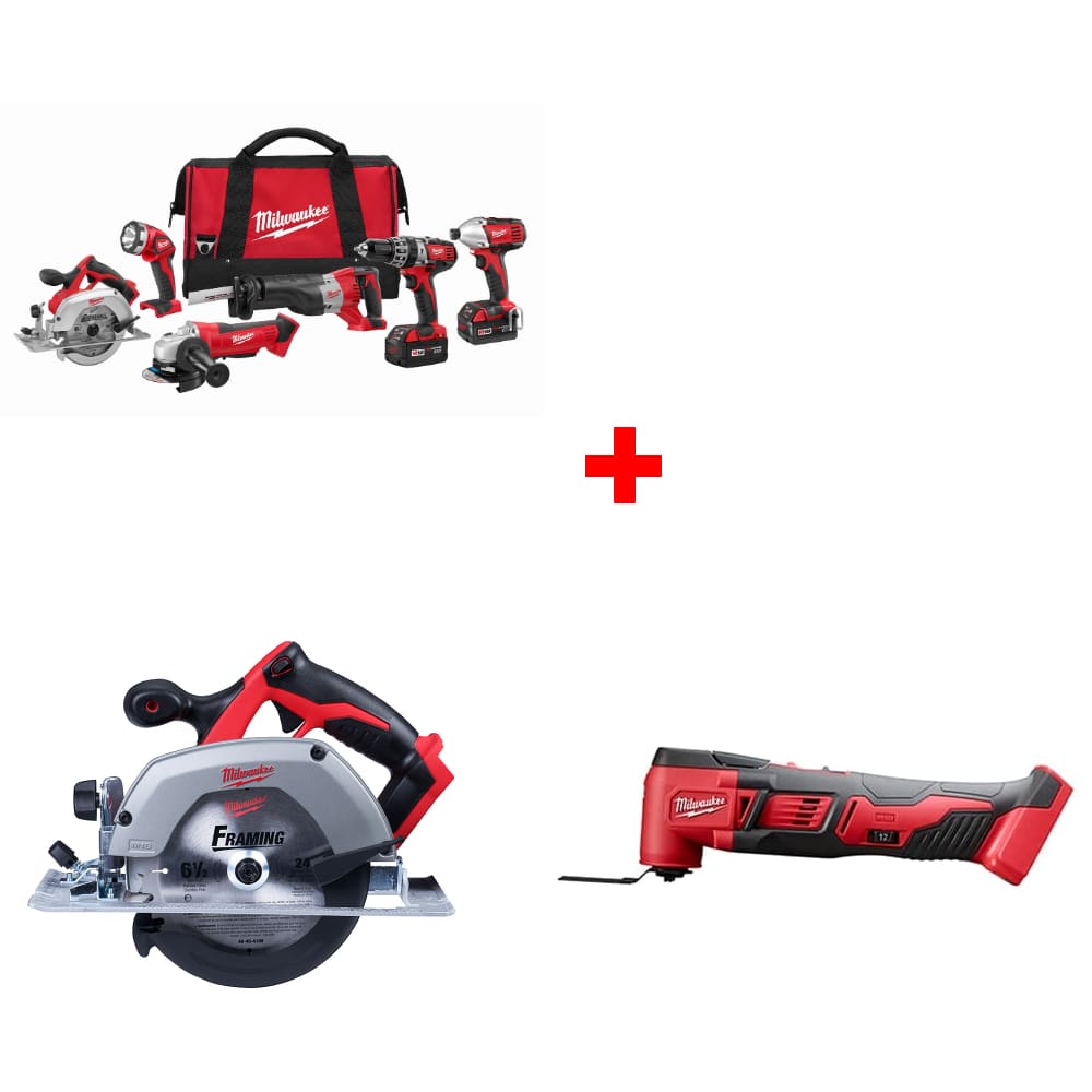 Milwaukee 2696-26 M18 6-Tool Combo Kit w/ FREE M18 6-1/2" Circ Saw & Multi-Tool