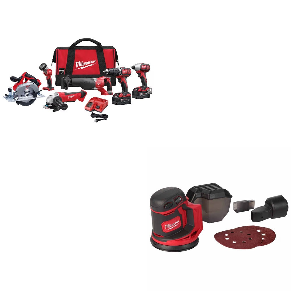 Milwaukee 2696-26 M18 6pc Combo Kit w/ Two FREE 2648-20 M18 Random Orbit Sanders
