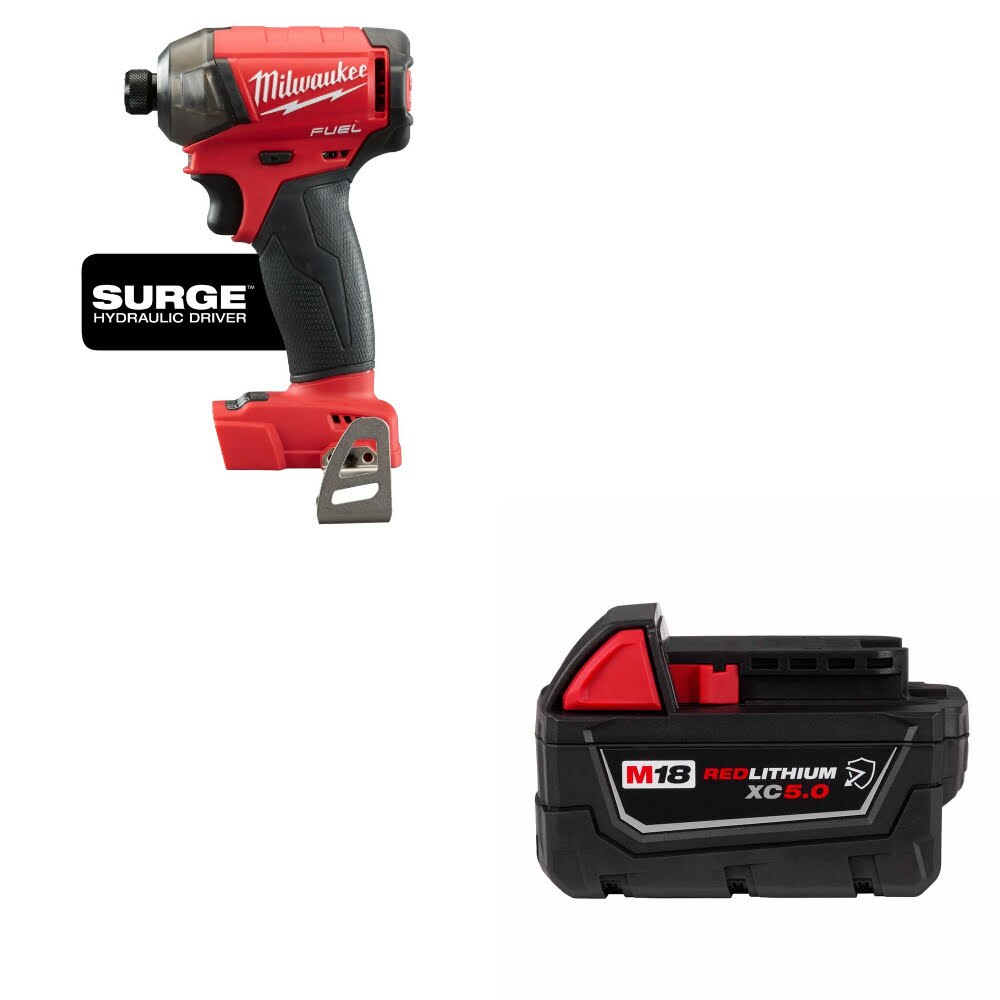 Milwaukee 2760-20 M18 FUEL 1/4" Hex Driver W/ 48-11-1850R M18 XC5.0 Battery