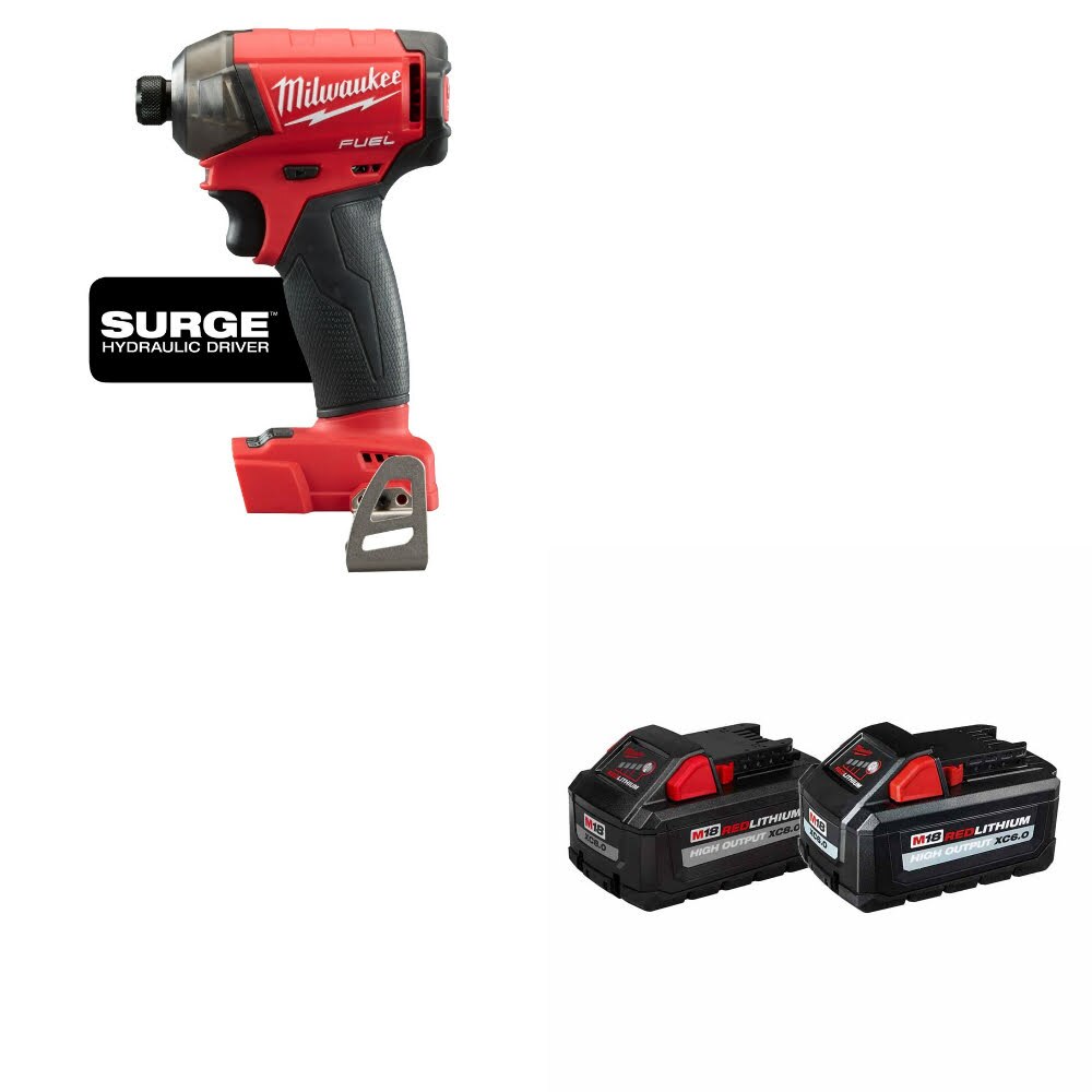 Milwaukee 2760-20 M18 FUEL 1/4" Hex Driver W/ 48-11-1868 M18 18V Battery, 2 Pack