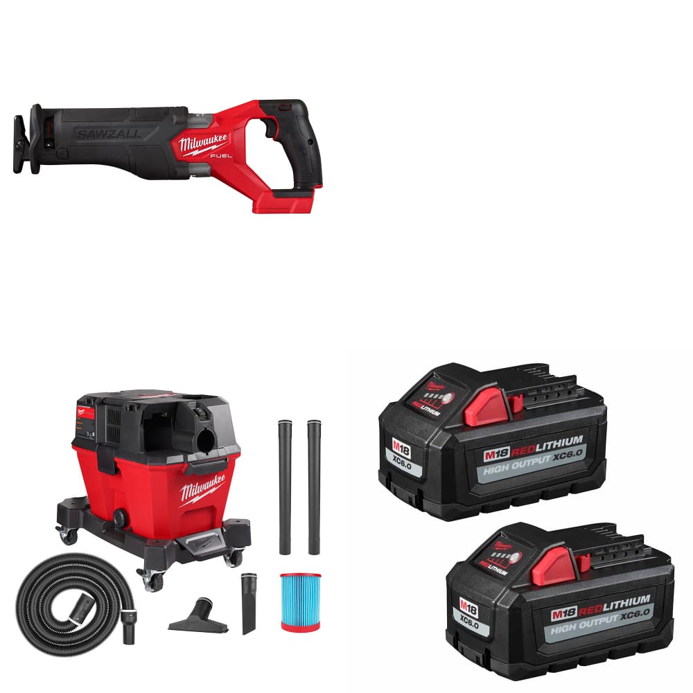 Milwaukee 2821-20 M18 FUEL Recip Saw W/ 0910-20 M18 Vacuum & FREE Battery-2Pk