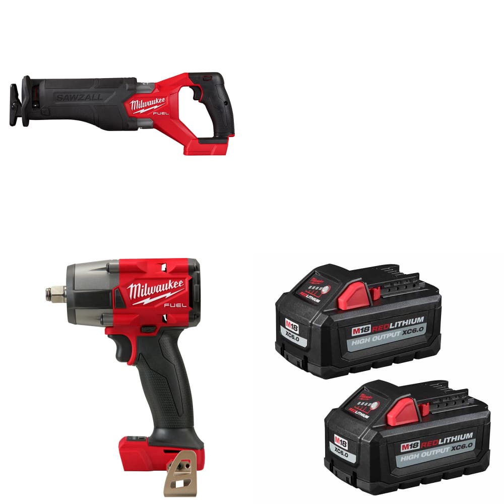 Milwaukee 2821-20 M18 Recip Saw W/ 2962-20 M18 Impact Wrench & FREE Battery-2Pk