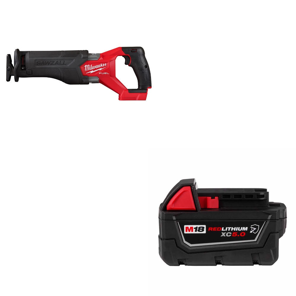 Milwaukee 2821-20 M18 FUEL SAWZALL Recip Saw W/ 48-11-1850R M18 XC5.0 Battery