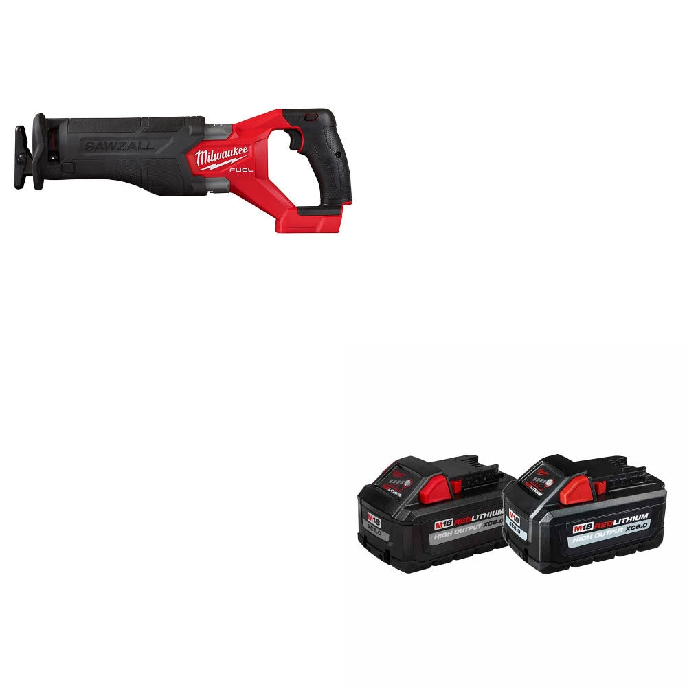 Milwaukee 2821-20 M18 FUEL SAWZALL Recip Saw W/ 48-11-1868 M18 18V Battery, 2Pk