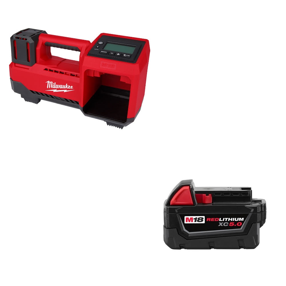 Milwaukee 2848-20 M18 Tire Inflator, Bare W/ 48-11-1850 M18 XC5.0 Battery Pack