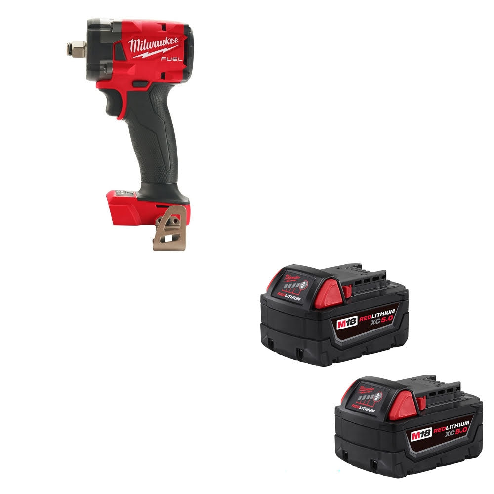 Milwaukee 2855-20 M18 FUEL 1/2" Impact Wrench W/ 48-11-1852 M18 Battery, 2 Pack