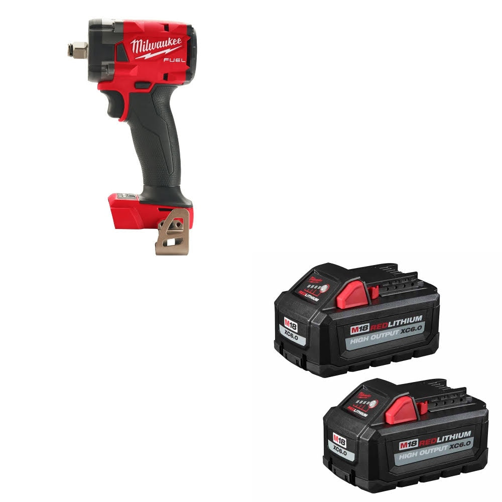 Milwaukee 2855-20 M18 FUEL 1/2" Impact Wrench W/ 48-11-1862 M18 Battery, 2 Pack