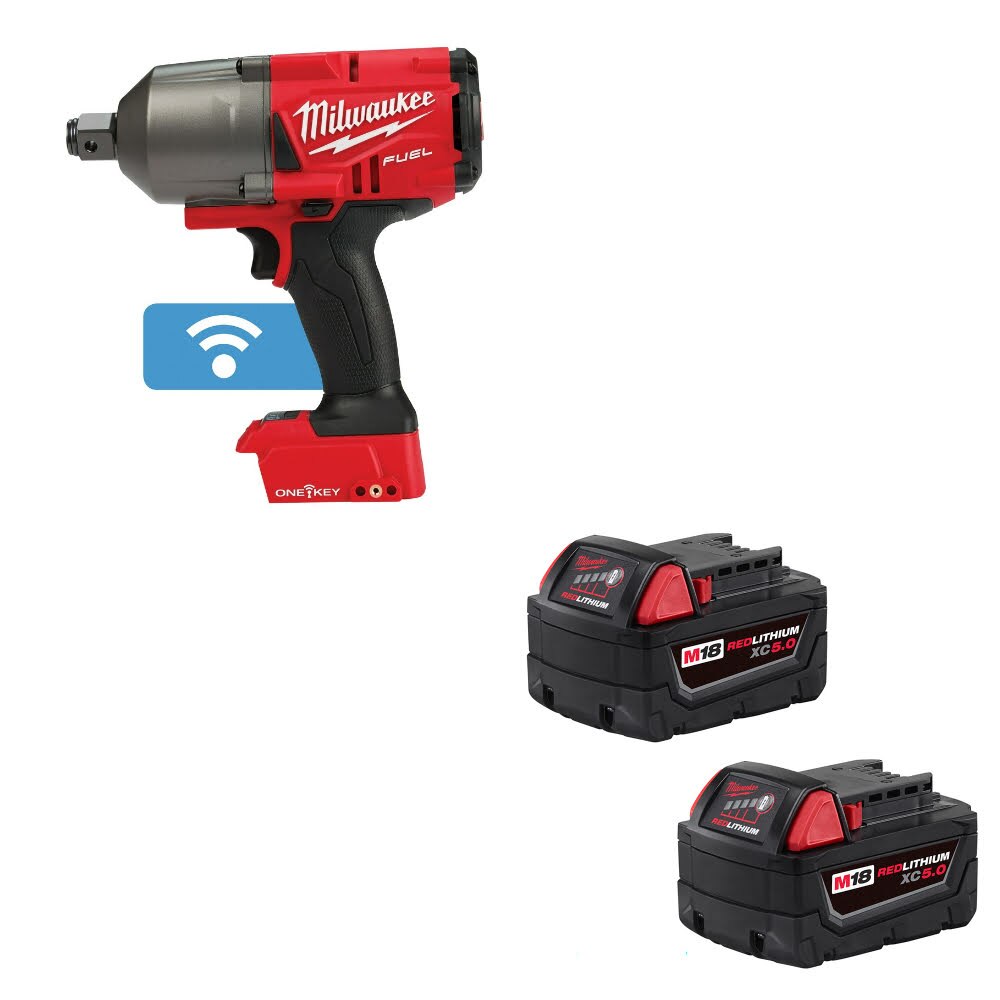 Milwaukee 2864-20 M18 FUEL Impact Wrench 3/4" W/ 48-11-1852 M18 XC5 Battery, 2Pk
