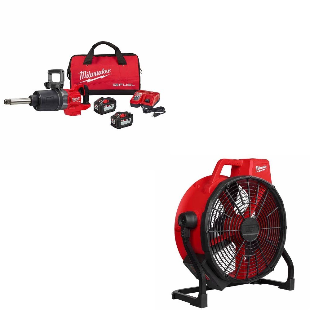 Milwaukee 2869-22HD 1in Impact Wrench Kit W/ FREE 0821-20 18in Fan