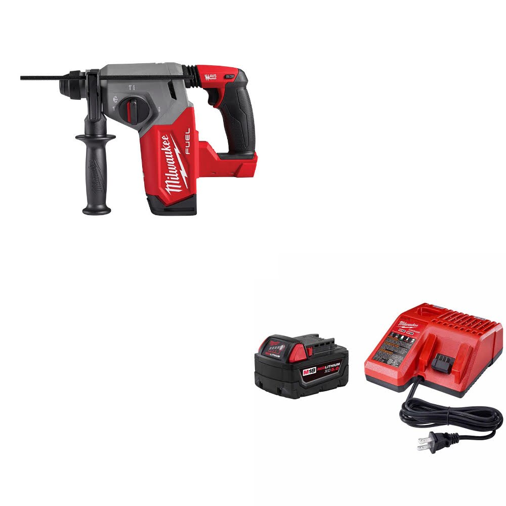 Milwaukee 2912-20 M18 FUEL 1" Rotary Hammer W/ 48-59-1850 M18 XC5.0 Starter Kit