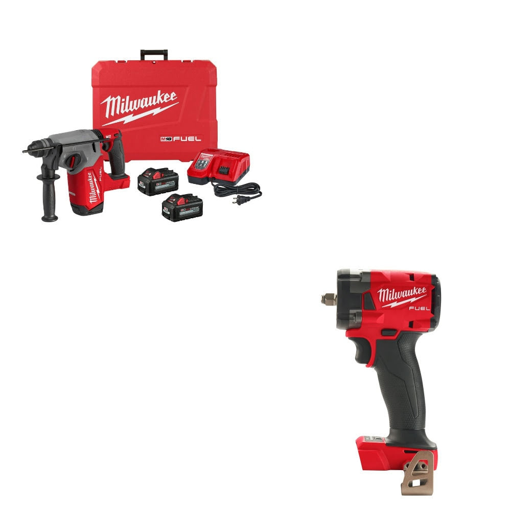 Milwaukee 2912-22 Rotary Hammer Kit W/ FREE 2854-20 Impact Wrench