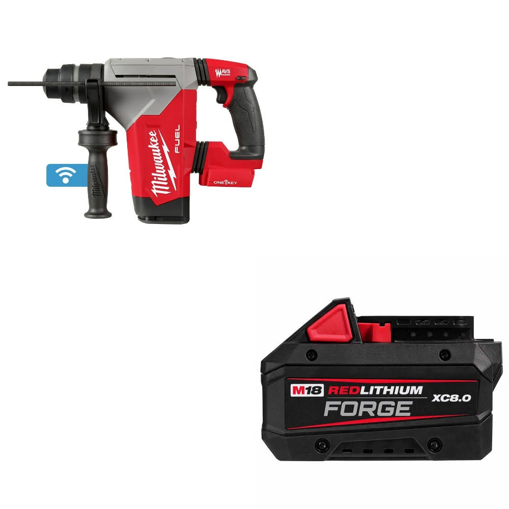 Milwaukee 2915-20 M18 FUEL 1-1/8" Rotary Hammer W/ 48-11-1881 M18 Battery Pack