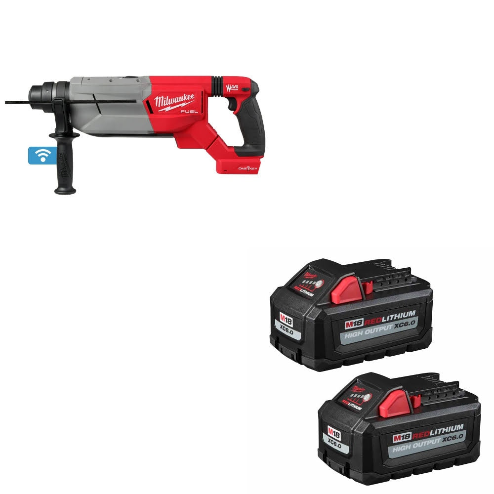 Milwaukee 2916-20 M18 FUEL 1-1/4" Rotary Hammer W/ 48-11-1862 M18 Battery, 2Pk
