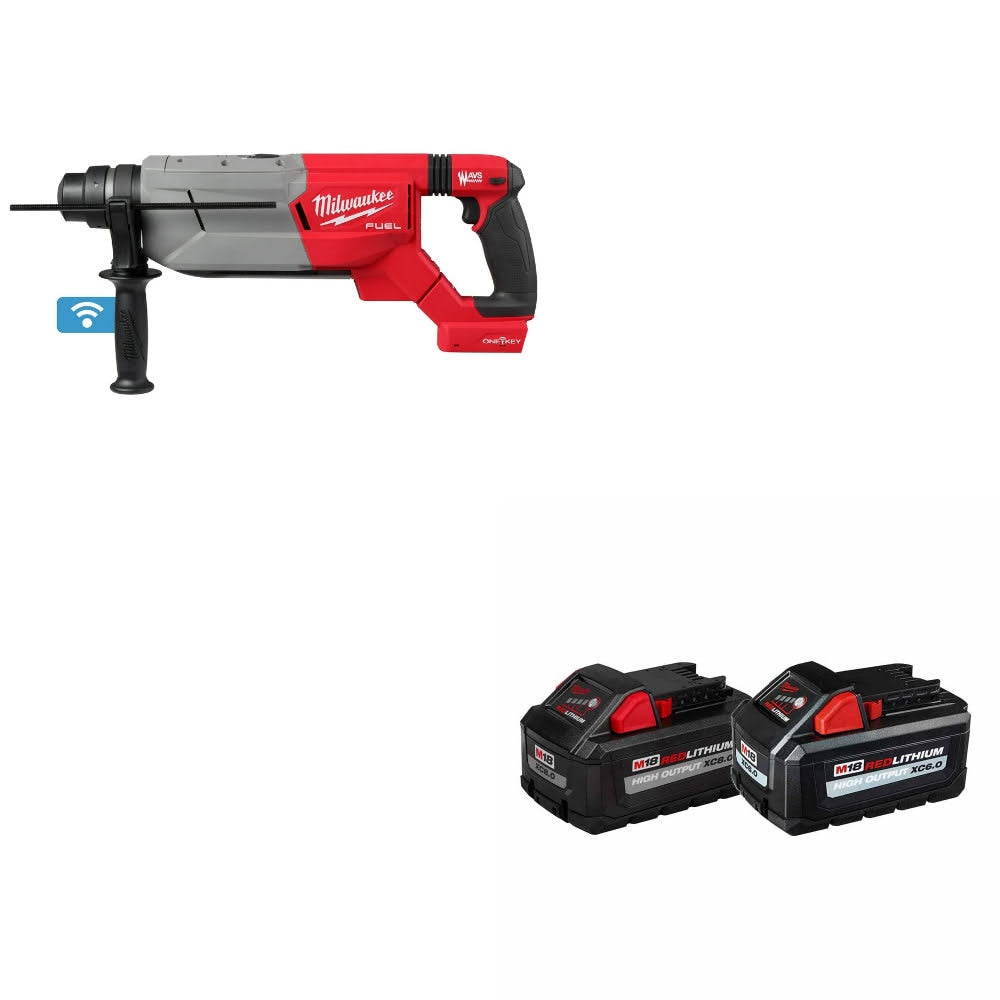 Milwaukee 2916-20 M18 FUEL Rotary Hammer W/ 48-11-1868 M18 18V Battery, 2 Pack