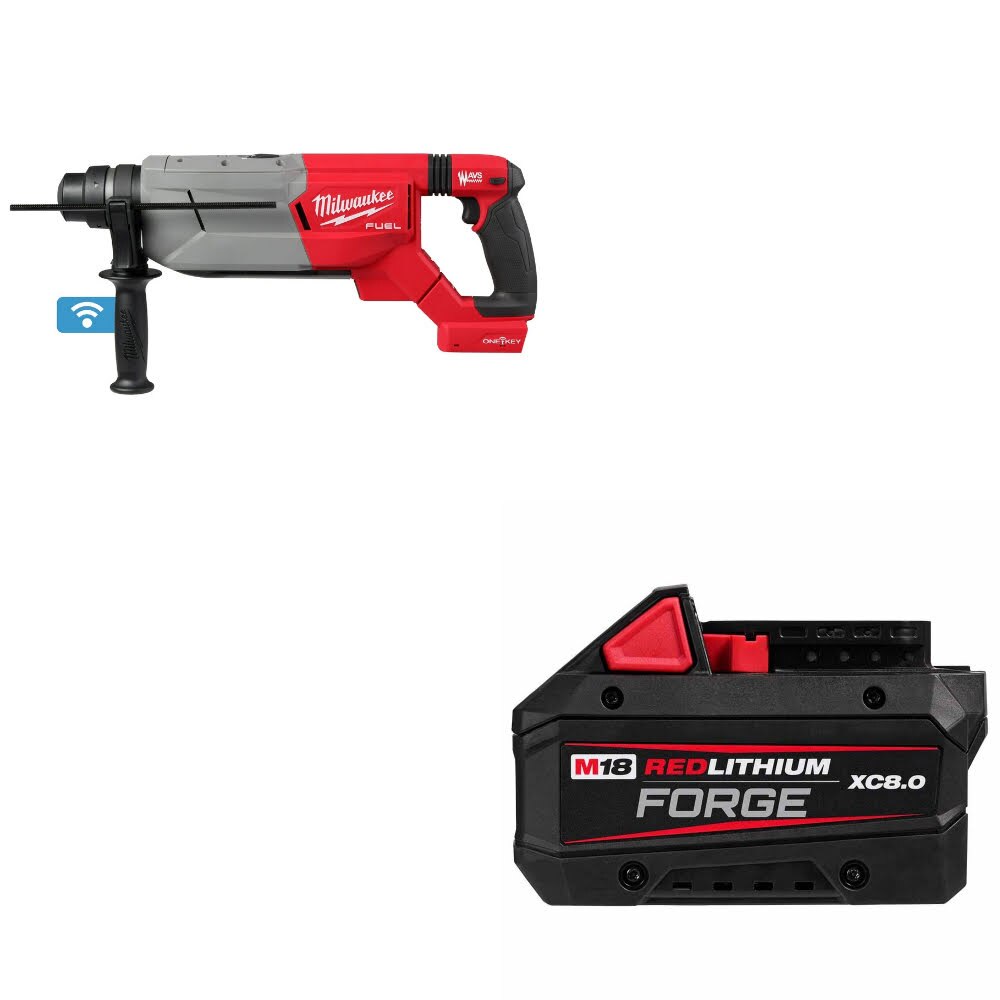 Milwaukee 2916-20 M18 FUEL 1-1/4" Rotary Hammer W/ 48-11-1881 M18 Battery Pack