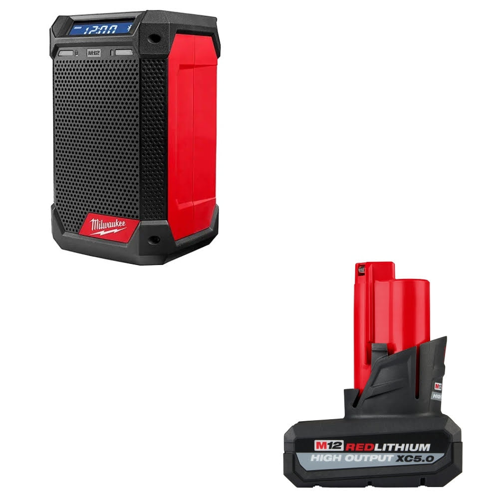 Milwaukee 2951-20 M12™ Radio + Charger W/ 48-11-2450 M12 XC5.0 Battery Pack