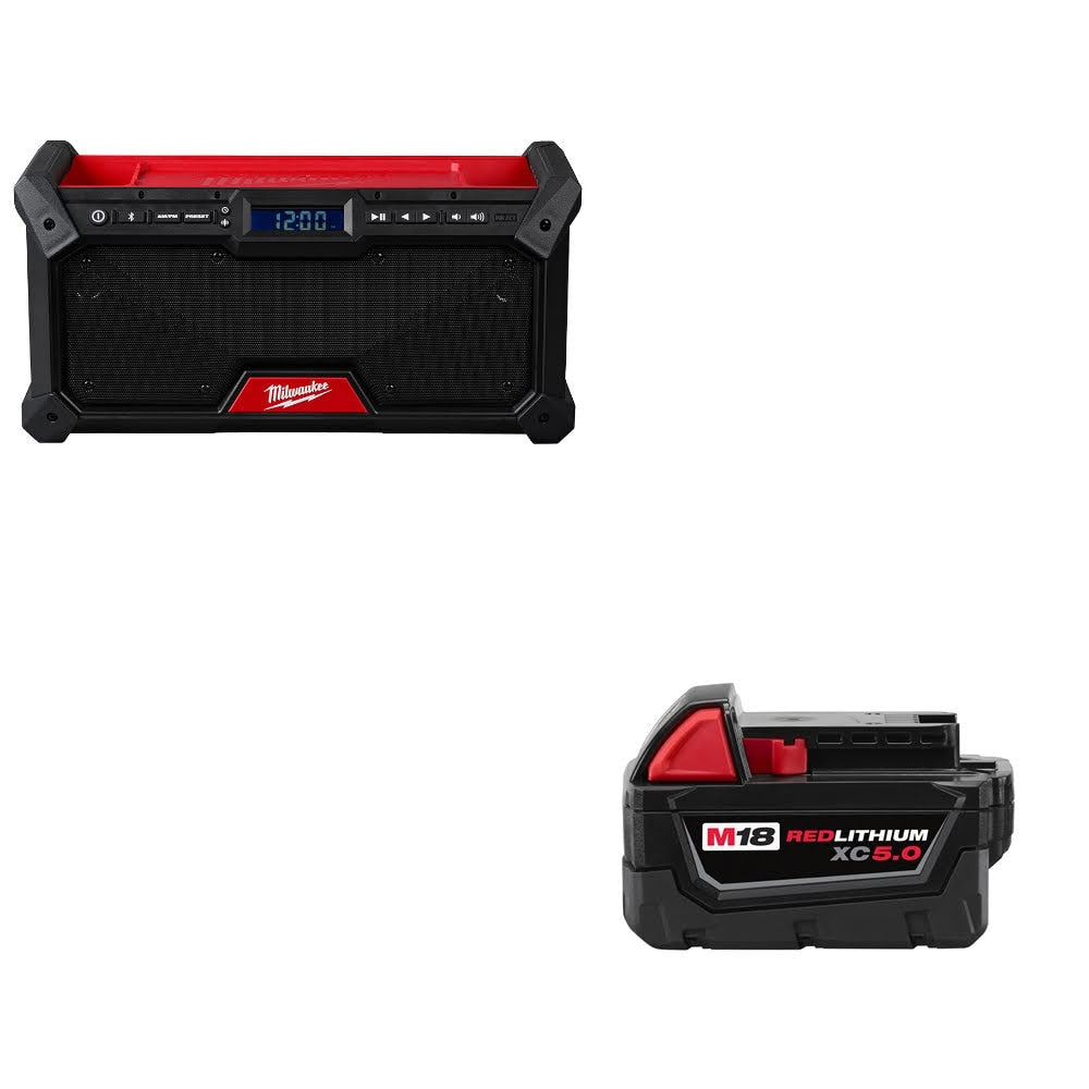 Milwaukee 2952-20 M18 Jobsite Radio W/ 48-11-1850 M18 XC5.0 Battery Pack